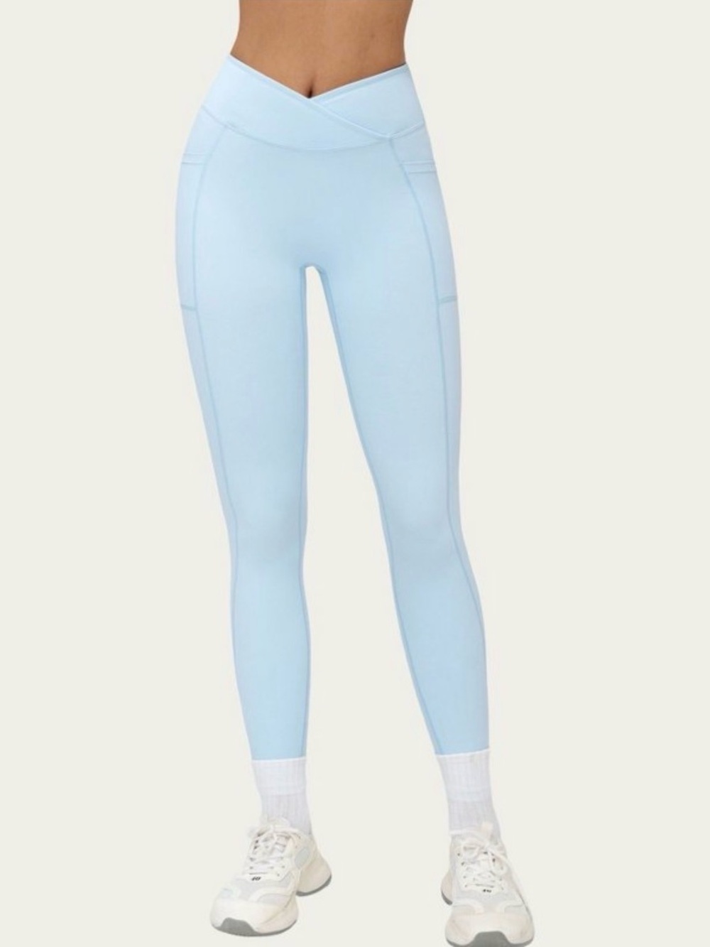 High-Rise V-Waist Light Blue Leggings